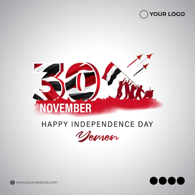 Illustrazione vettoriale di bandiera patriottica happy yemen independence day