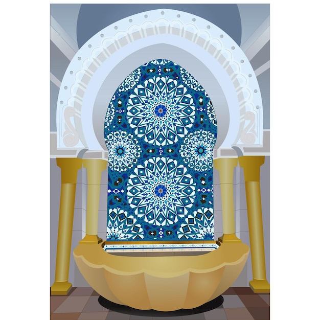 Vector vector illustration of hassan ii mosque