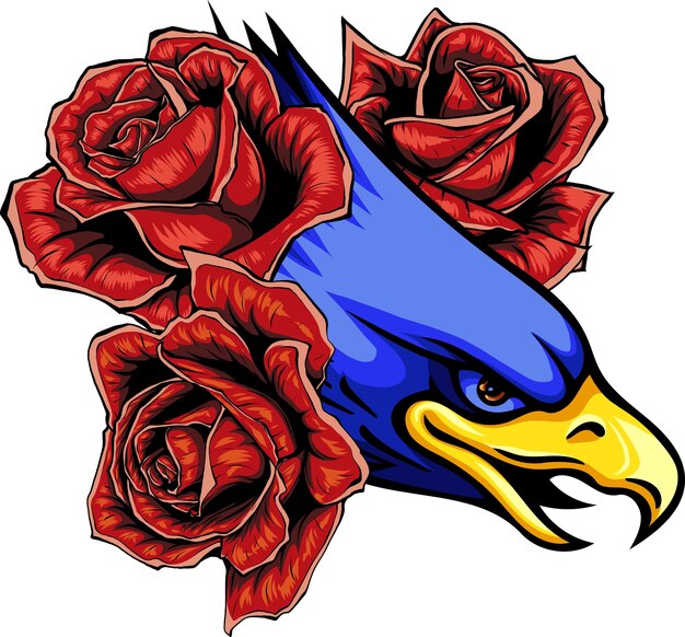vector illustration of head eagle with roses