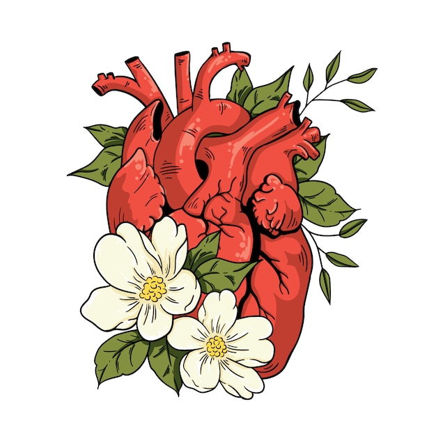 Vector vector illustration heart and flowers