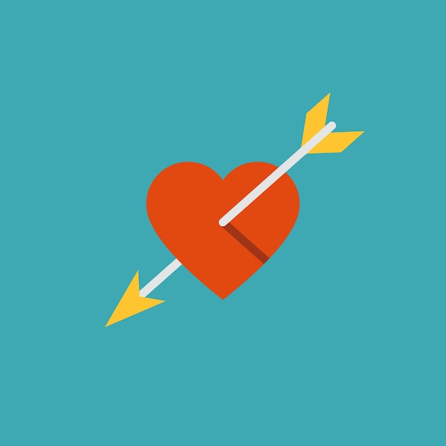 Vector illustration of heart icon with arrow symbol of love