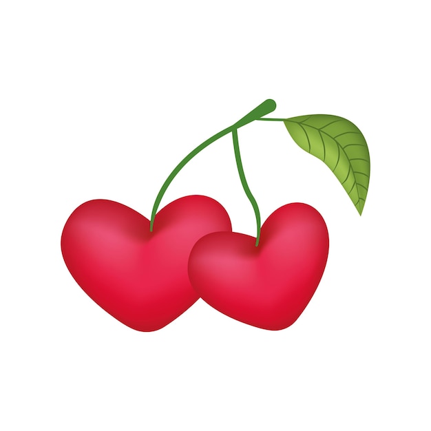 Vector vector illustration of a heart shaped cherry.