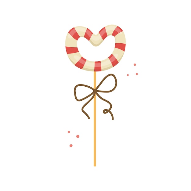 Векторная иллюстрация леденца на палочке в форме сердца на день святого Валентина.
