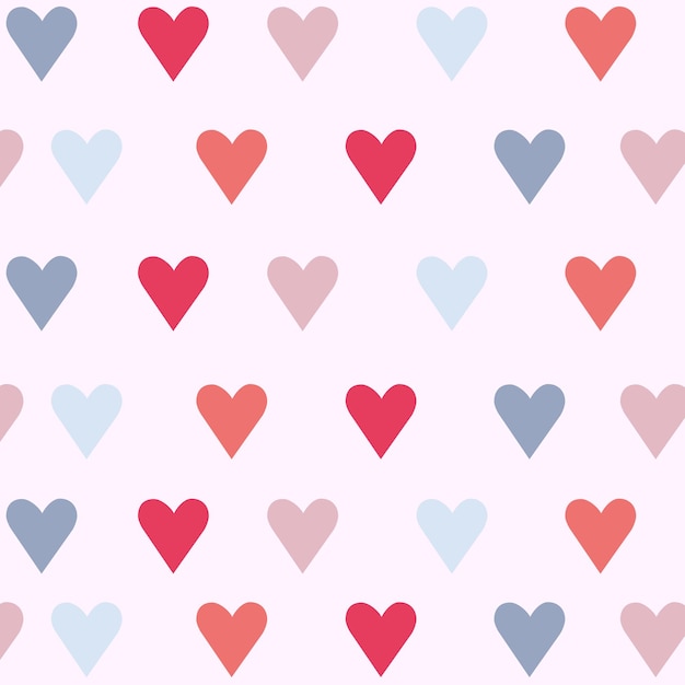 Vector illustration of hearts pattern in pastel shades with pink background