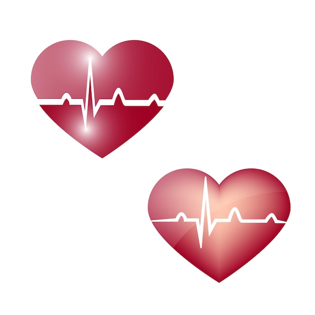 Vector illustration of hearts with heartbeat
