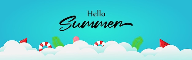 Hello Summer 소셜 미디어 스토리 피드 모형 템플릿의 벡터 그림