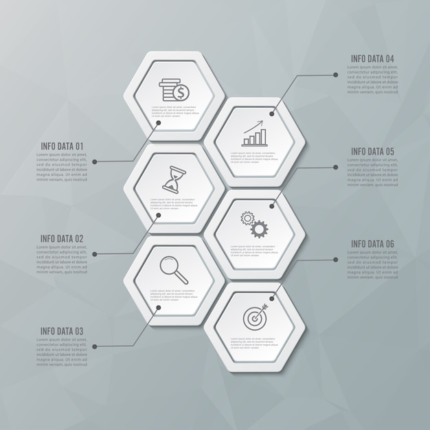 Vector vector illustration hexagon infographics 6 options