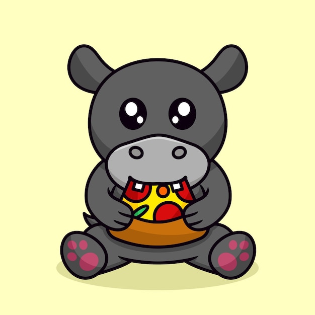 Vector vector illustration of a hippopotamus and chibi animal