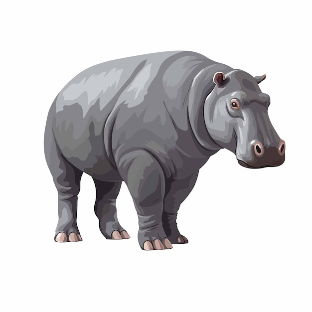 vector illustration of a hippopotamus standing on white background large and gray animal