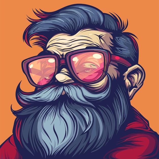 Vector vector illustration of hipster with glasses and beard