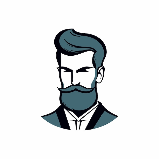 Vector illustration of a hipster with mustache and beard in vintage style