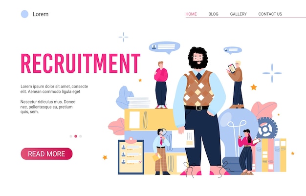 Vector a vector illustration of hiring searching and recruitment design of web page