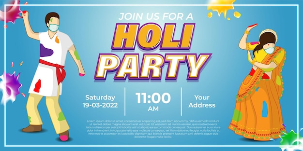 Vector illustration of Holi Party Invitation Template