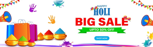 Векторная иллюстрация шаблона баннера Holi Sale