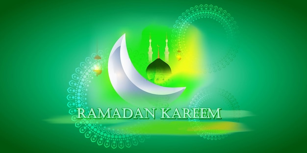 Vector illustration of Holy Islamic month Ramadan Kareem greeting