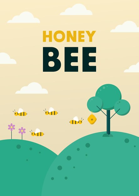 Vector vector illustration of a honey bee poster