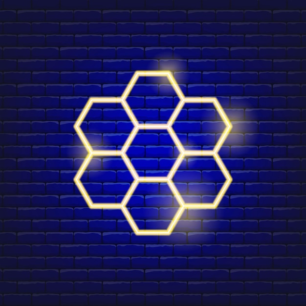 Vector illustration of honeycomb neon icon Concept Holiday Rosh Hashanah Jewish New Year sign
