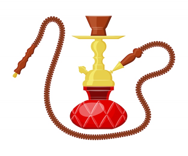 Vector illustration of hookah. Cartoon calabash. Vintage object. East Entertainment - hookah.