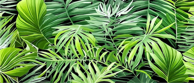 Vector vector illustration horizontal tropical leaves banners exotic botanical design cosmetics spa healthcare products