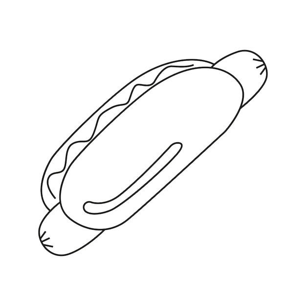 Illustrazione vettoriale di hot dog in stile doodle