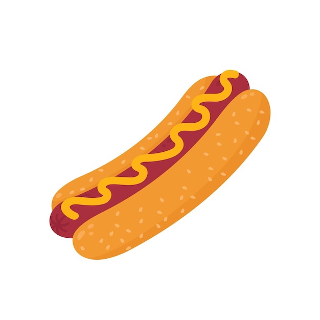 Vector illustration of a hot dog Fast food icon Cartoon style