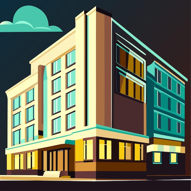 Vector illustration of hotel building in flat style