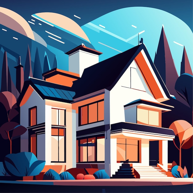 Vector illustration of hotel building in flat style