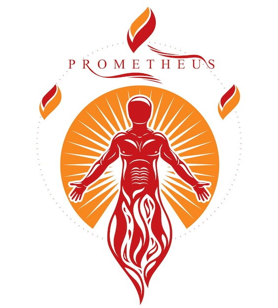 Vector vector illustration of human, athlete. prometheus concept.