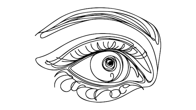 Vector vector illustration of human eye modern one line art