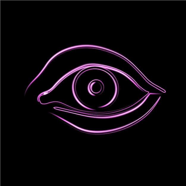 Vector illustration of human eye with neon effect.