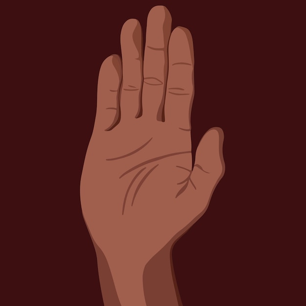 Vector vector illustration of human palm the right hand of a person