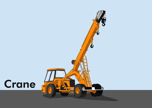 Vector illustration of Hydraulic Mobile Crane construction vehicle hydraulic mobile crane mobile