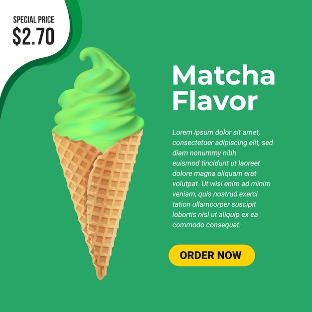 Vector vector illustration of ice cream menu promotion social media