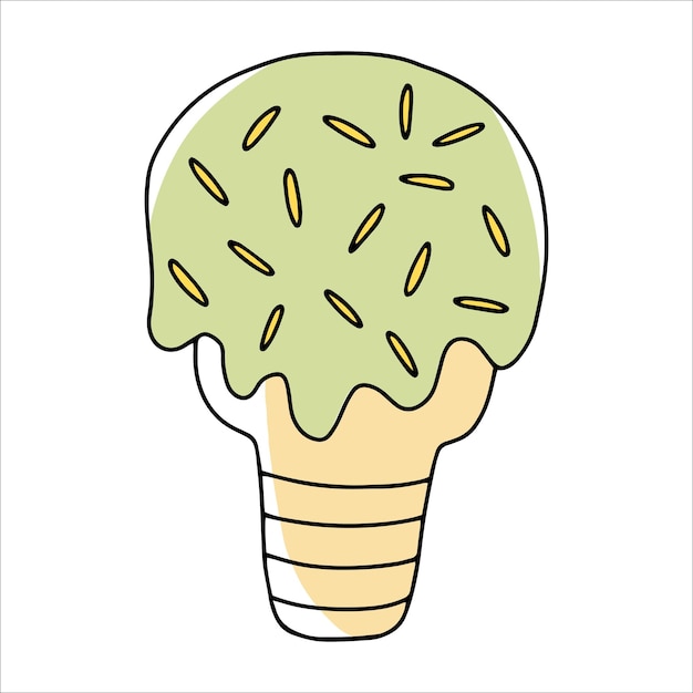 Vector illustration of ice cream in the style of a doodle. Hand drawn sweet ice cream