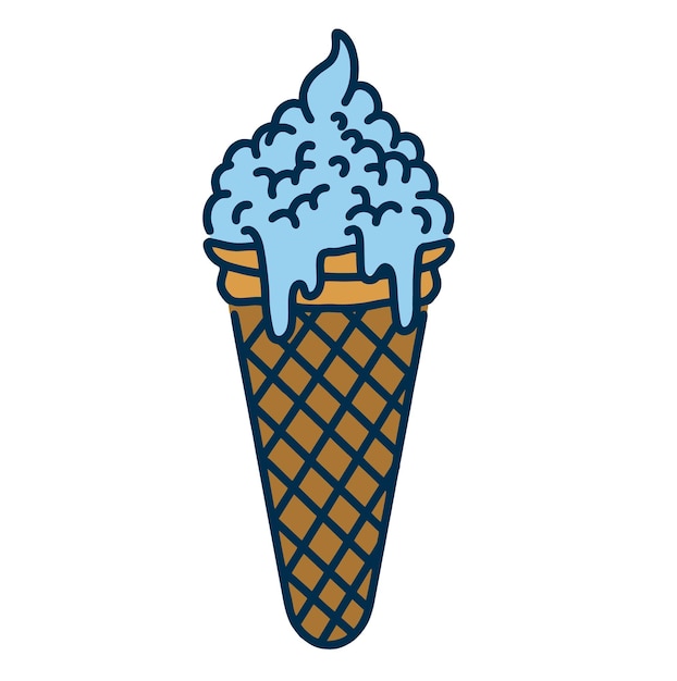 Векторная иллюстрация мороженого на зимнем монолиновом дизайне