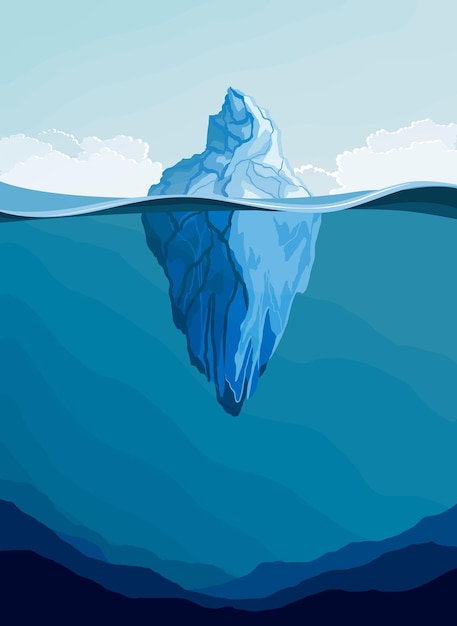 Illustrazione vettoriale del paesaggio artico dell'iceberg