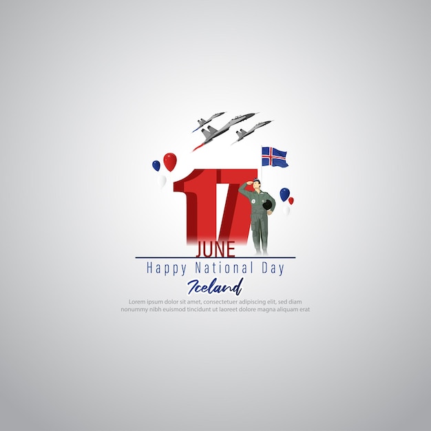 Vector illustration of Icelandic National Day social media story feed mockup template