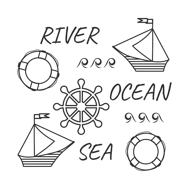 Vector illustration Icon collection Sea ocean river