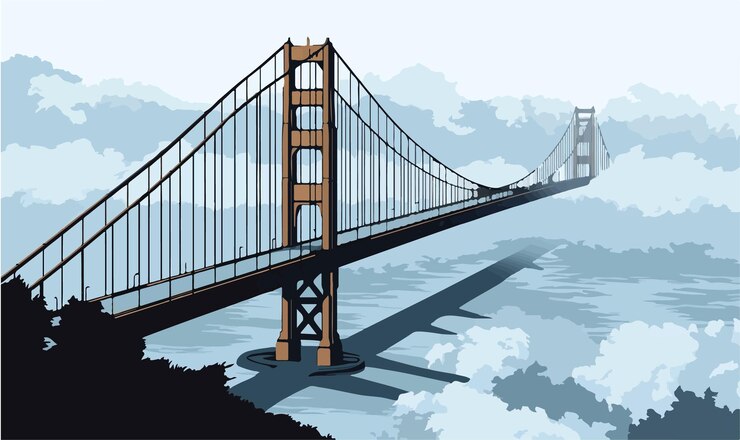 Vector vector illustration of the iconic golden gate bridge