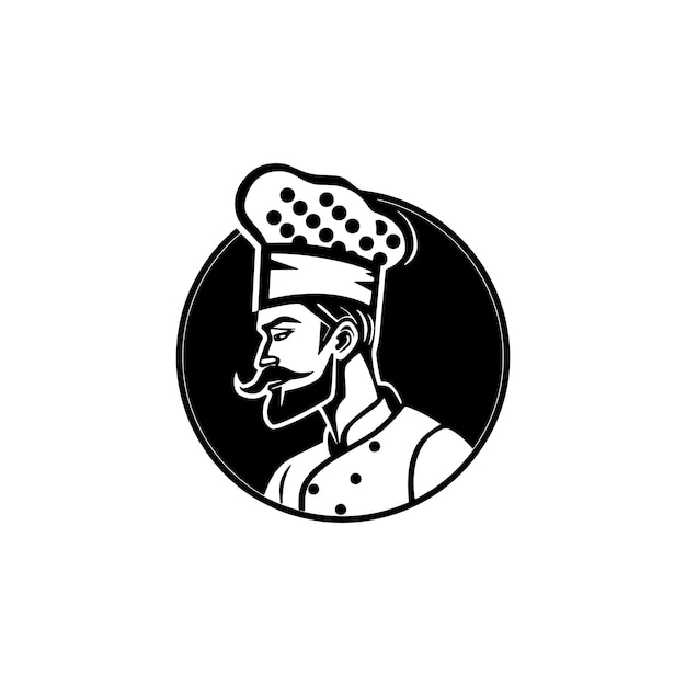 A vector illustration iconic logo of chef with white background