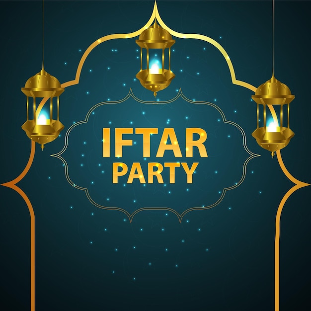 Vector illustration of iftar party flyer and  background