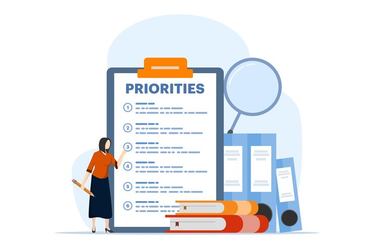 Vector vector illustration of important agendas for planning and managing work to increase efficiency