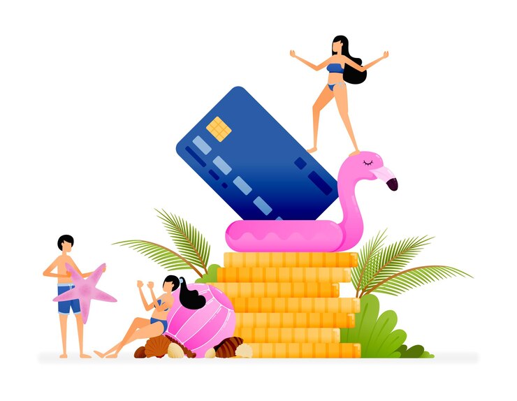 Vector illustration of improvement of the financial sector economy with summer holiday discount sale