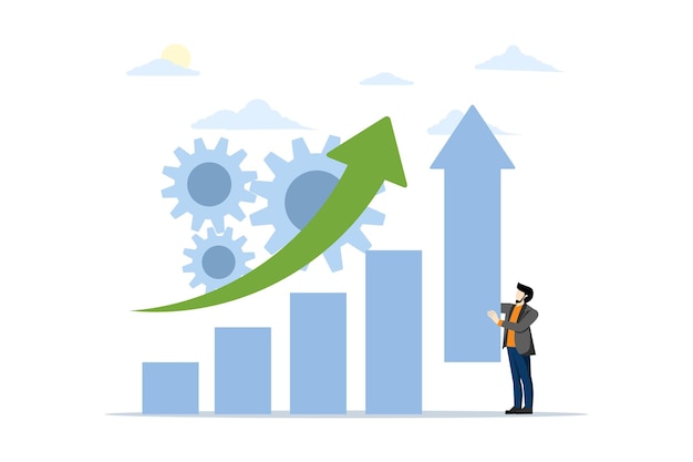 vector illustration of increase sales concept with businessman holding growth chart