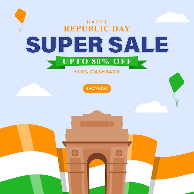 Vector illustration of India Republic Day Sale banner social media post template