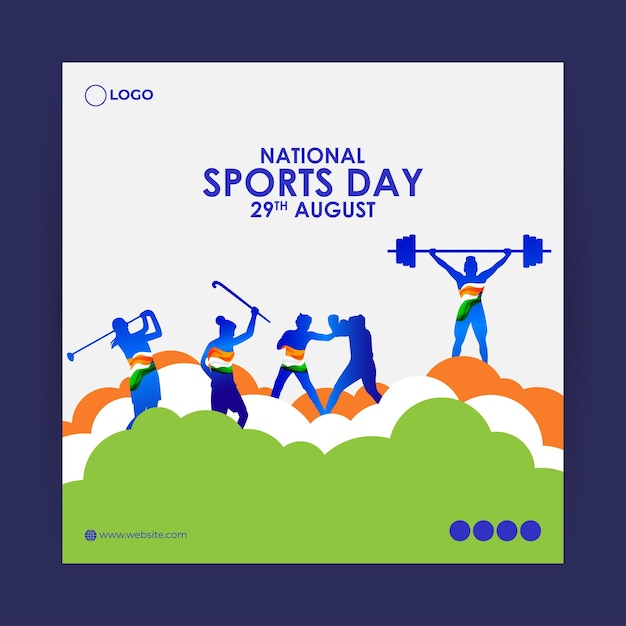 Vector vector illustration of india sports day social media story feed mockup template