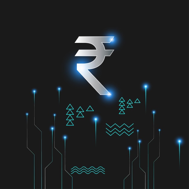 インドのデジタル通貨のベクトル図