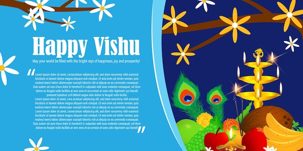 Vector illustration for the Indian festival Happy Vishu wishes