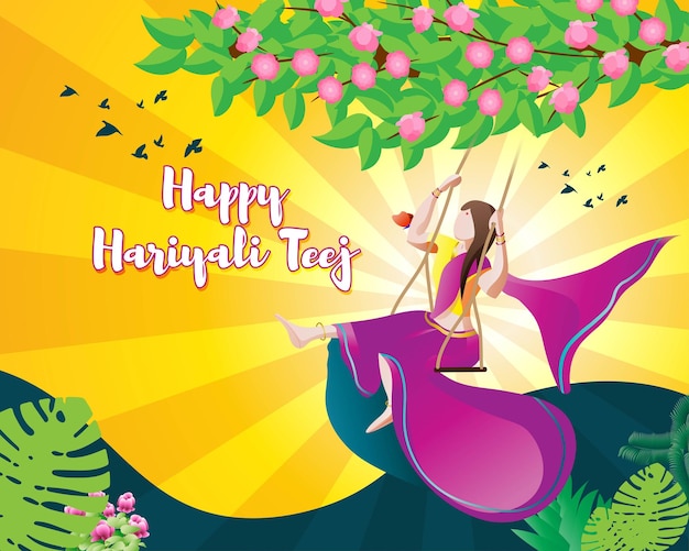 Vector illustration of indian festival hariyali teej