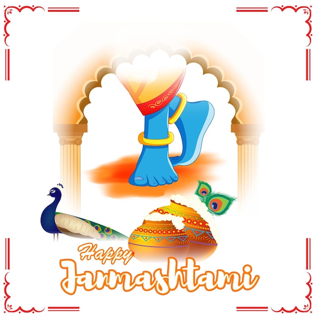 Vector illustration for Indian festival Janmashtami greeting